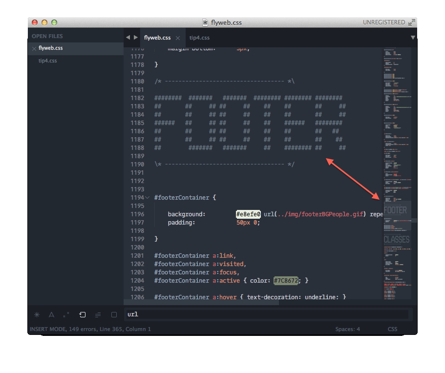 Sublime IDE Screenshot - ascii text