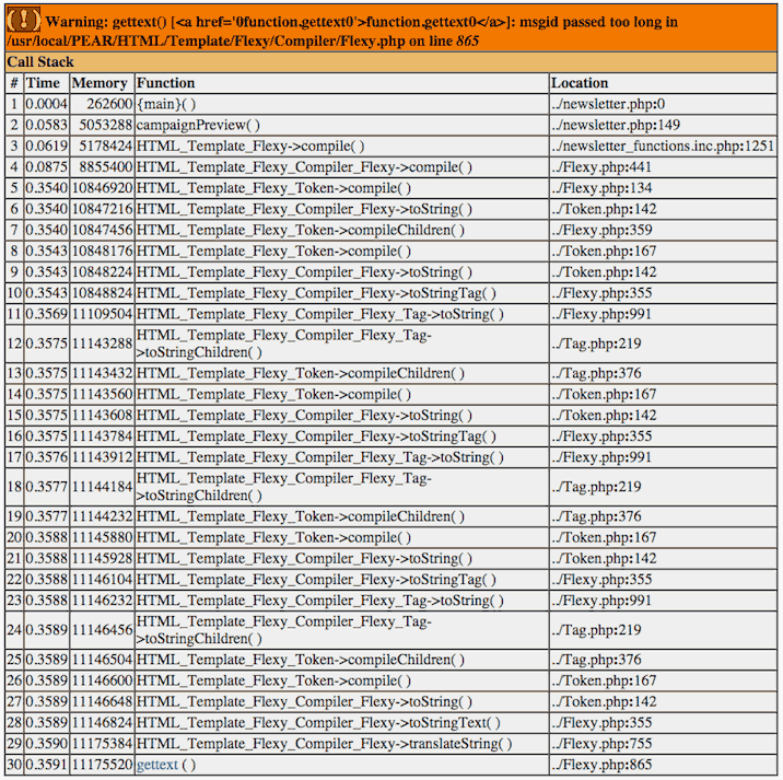 php Warning Message Screenshot