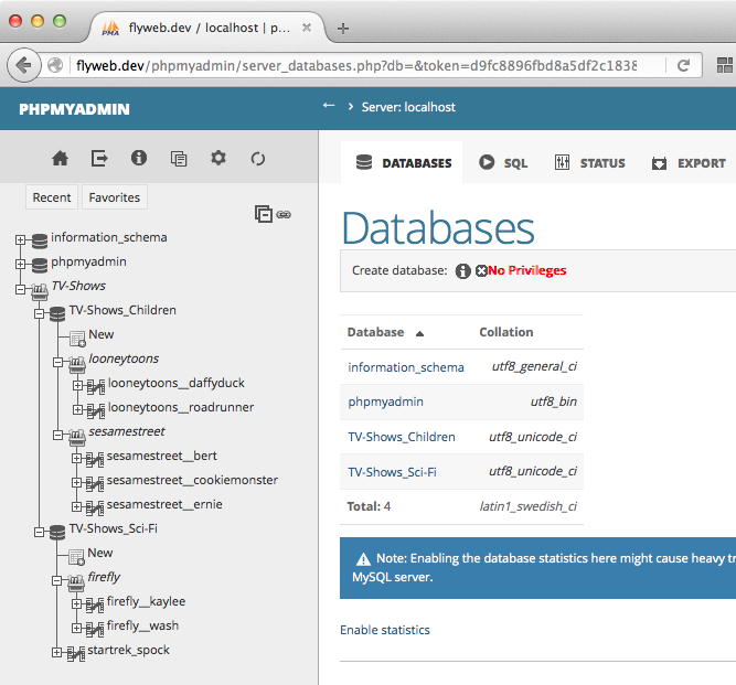 phpMyAdmin Screenshot